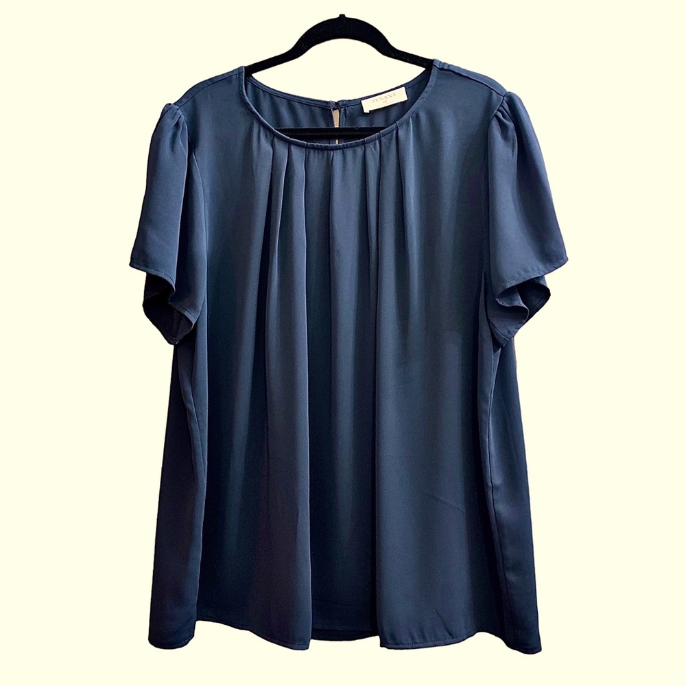 Zenana Pleated Navy Blue Blouse Size 2X